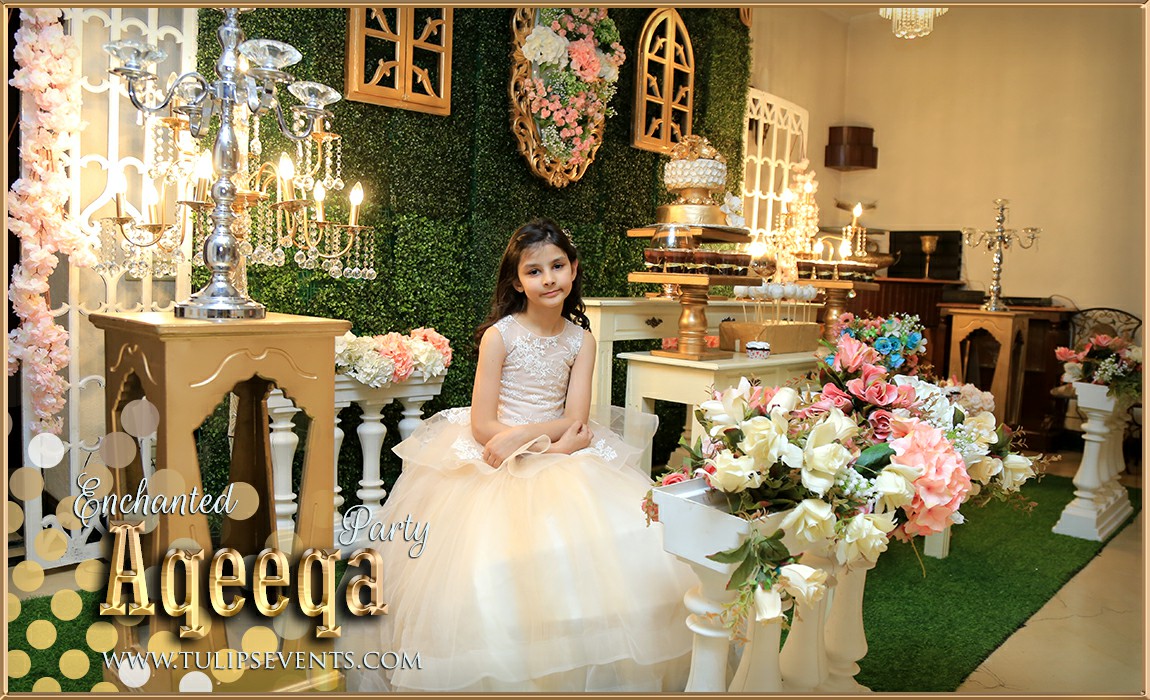 Green Gold themed aqeeqa party decor ideas in Pakistan (2)