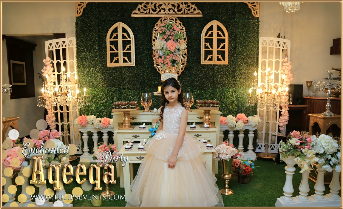 Green Gold themed aqeeqa party decor ideas in Pakistan (5)