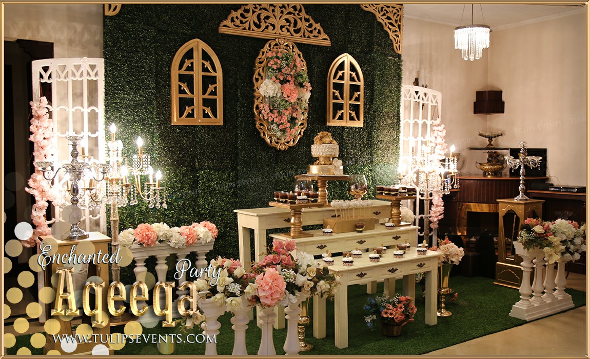 Green Gold themed aqeeqa party decor ideas in Pakistan (7)