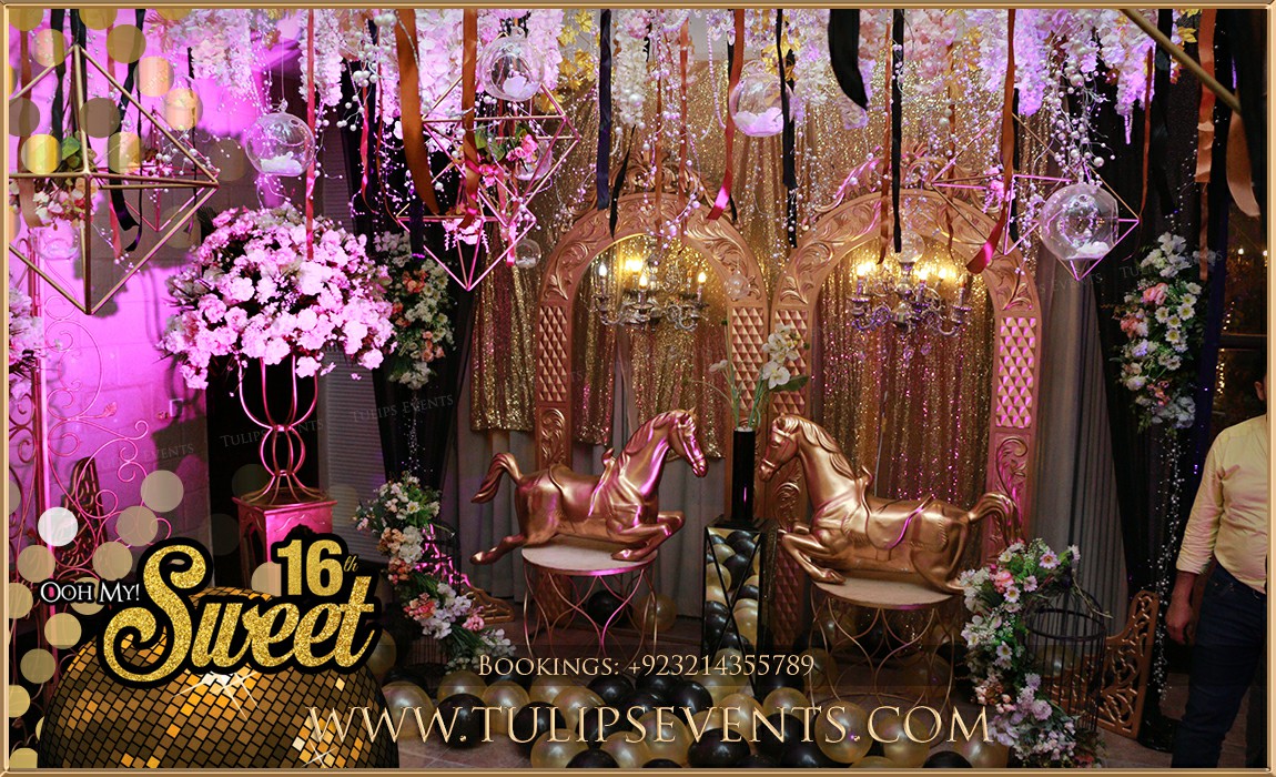 Black Gold Sweet 16 Party Decor ideas in Pakistan (10)