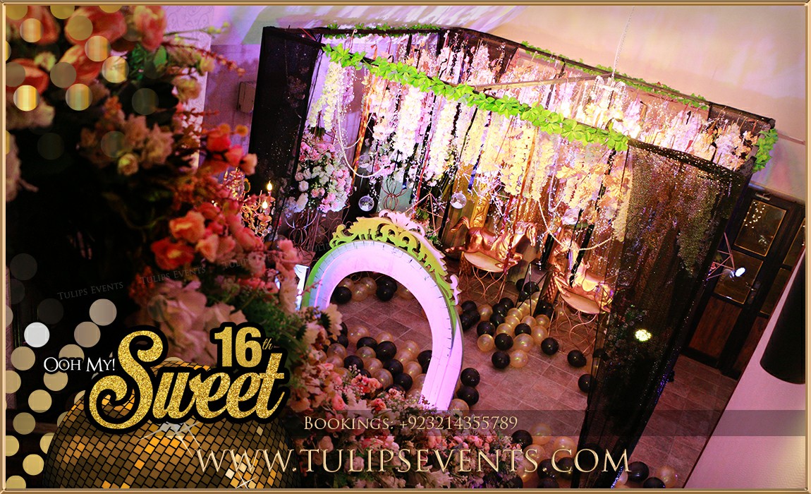 Black Gold Sweet 16 Party Decor ideas in Pakistan (36)