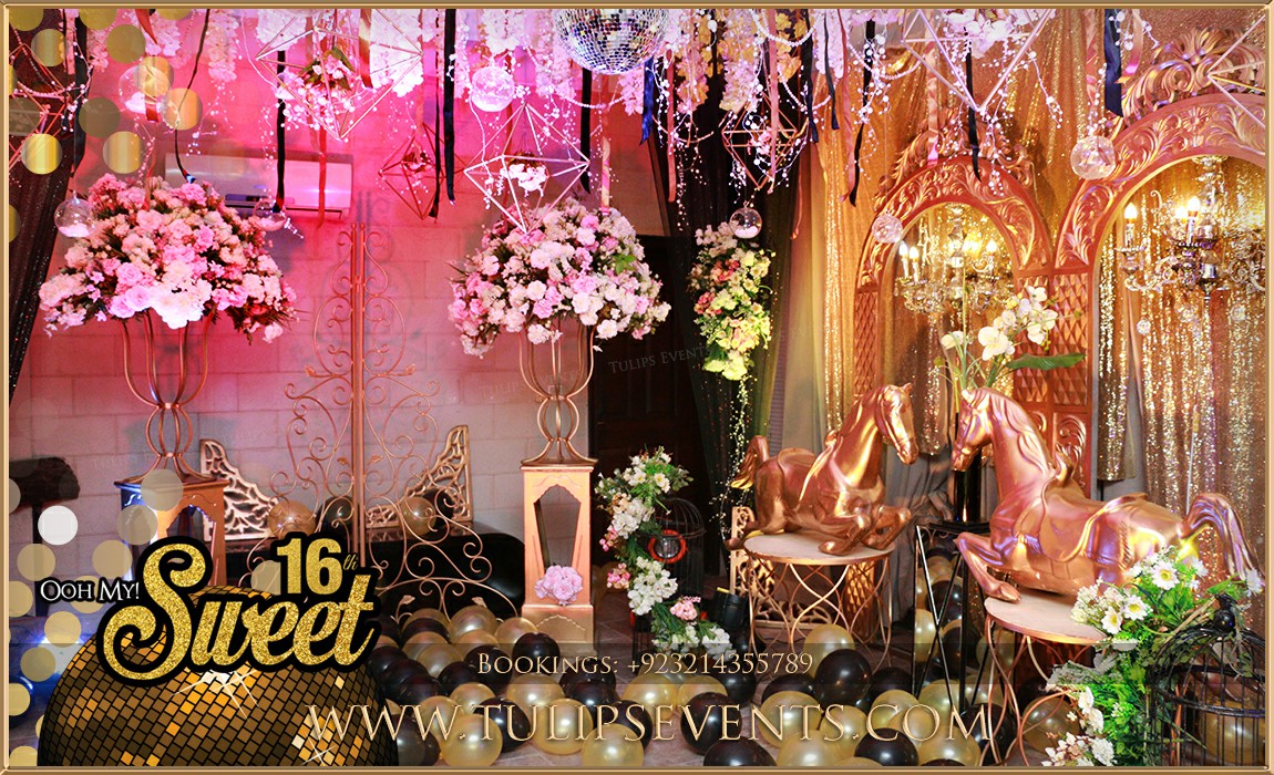 Black Gold Sweet 16 Party Decor ideas in Pakistan (63)