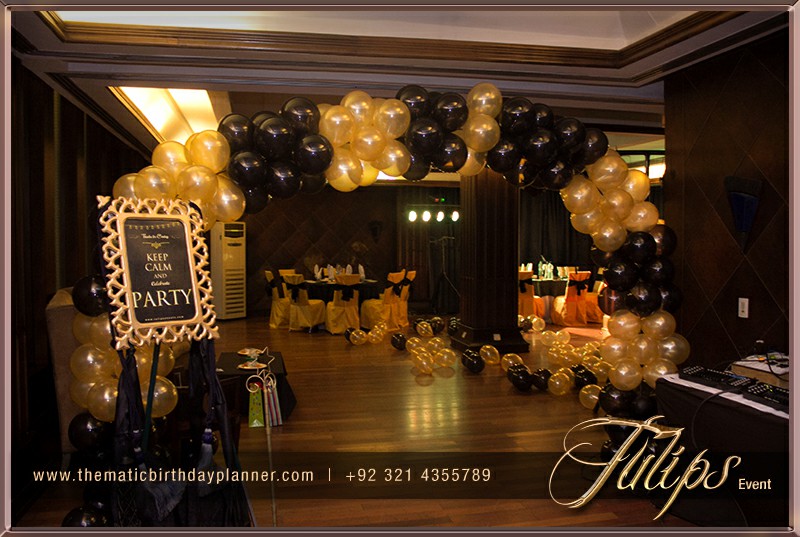 Royal gold black themed surprise party ideas in Pakistan (3)