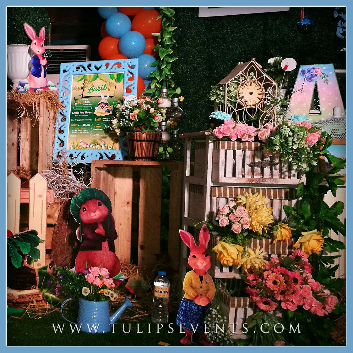 peter rabbit themed 1st birthday party decoration ideas in Pakistan (3)