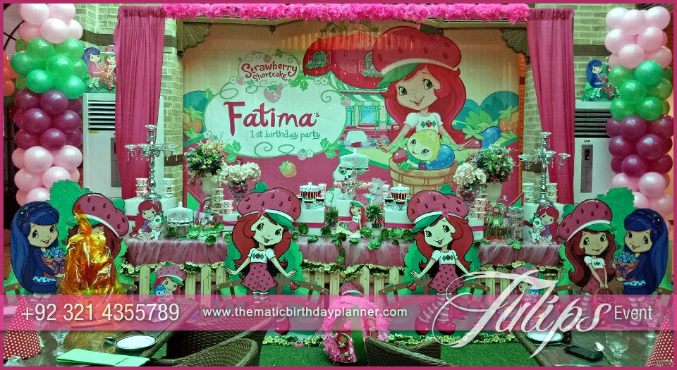 strawberry shortcake themed birthday party decor in Pakistan 10~1