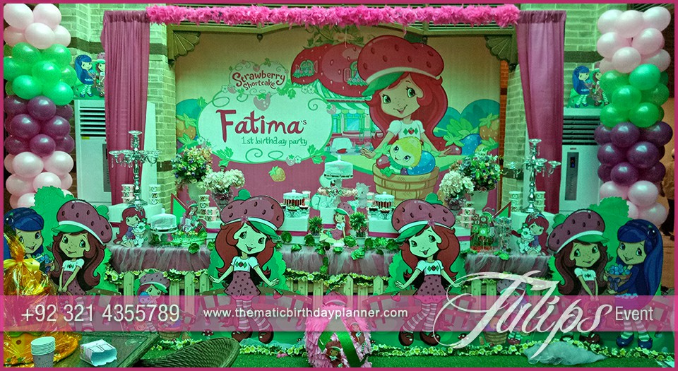 strawberry shortcake themed birthday party decor in Pakistan 51~1