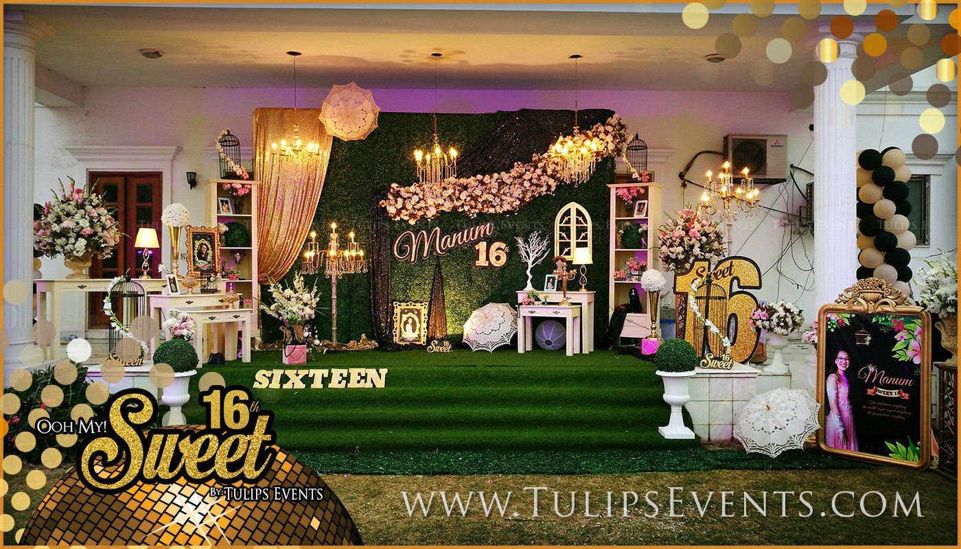 sweet 16 golden party decor ideas in Pakistan (11)