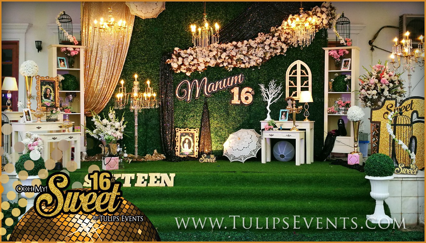 sweet 16 golden party decor ideas in Pakistan (13)