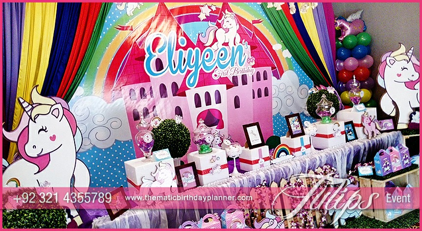 unicorn birthday party rainbow theme decoration in Pakistan (9)